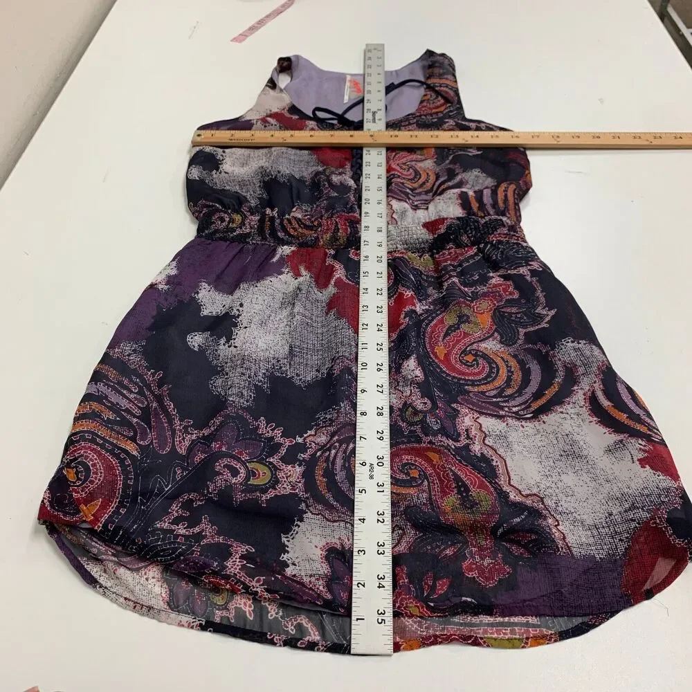 Free People Falling For Georgette Dress Womens Extra Small Smocked Paisley Lined